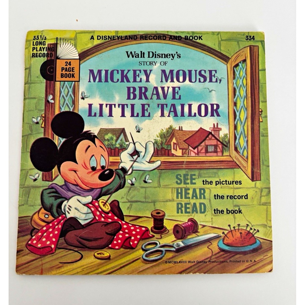 Disneyland Mickey Mouse Brave Little Tailor Record Book 334 kidcore nostalgia